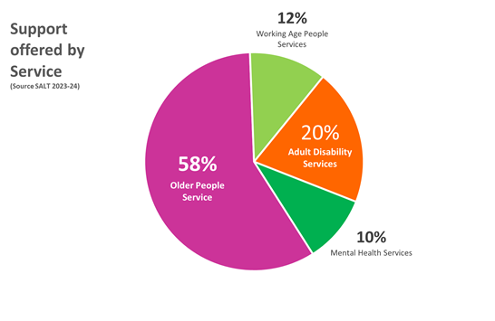 Support offered by service pie chart